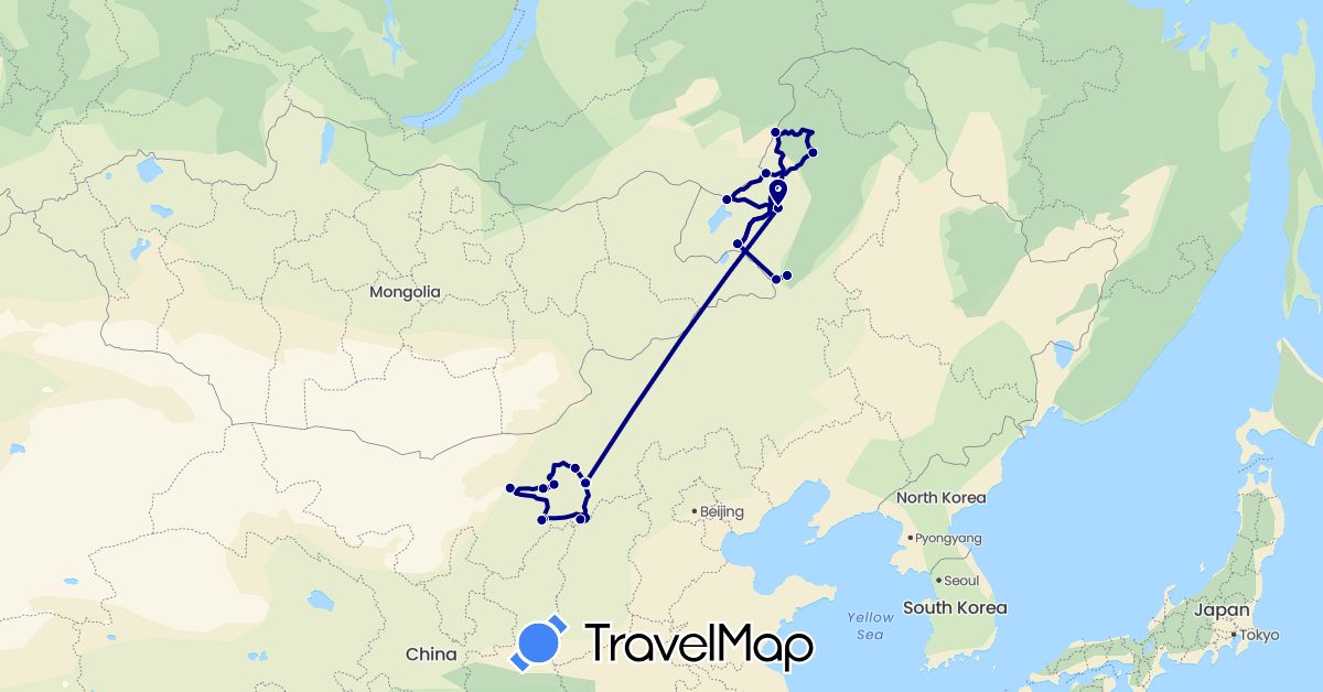 TravelMap itinerary: driving in China (Asia)