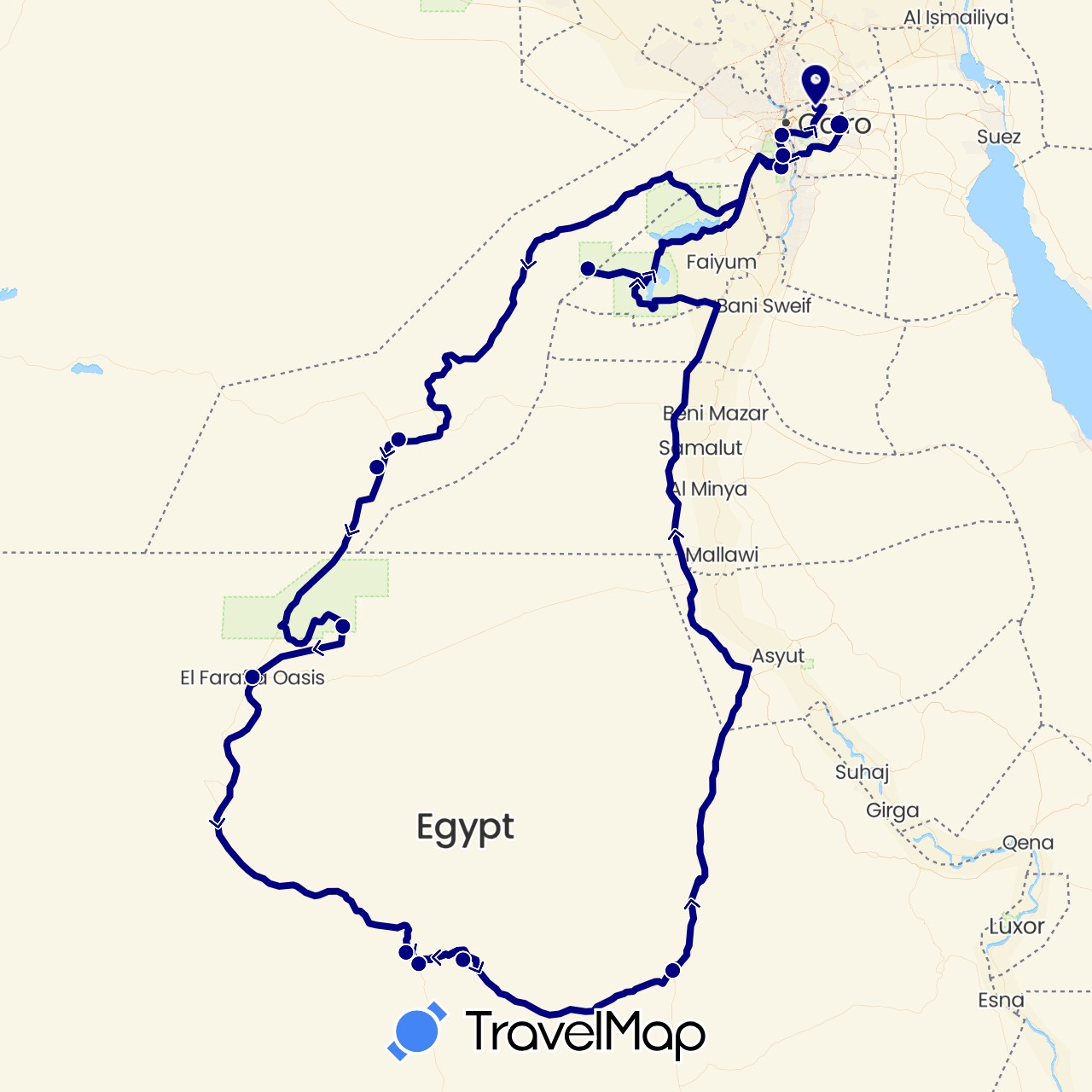 TravelMap itinerary: driving in Egypt (Africa)