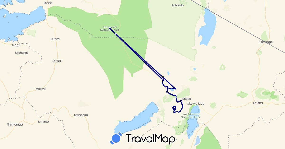 TravelMap itinerary: driving in Tanzania (Africa)
