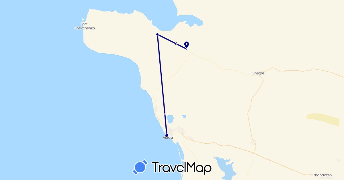 TravelMap itinerary: driving in Kazakhstan (Asia)
