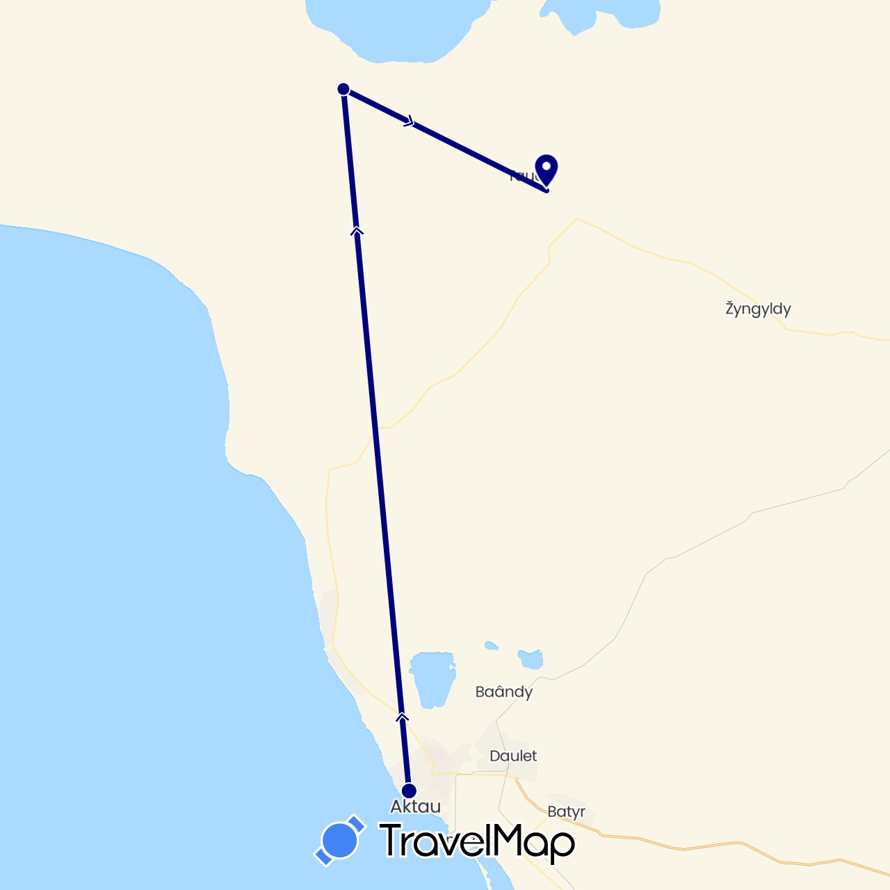 TravelMap itinerary: driving in Kazakhstan (Asia)