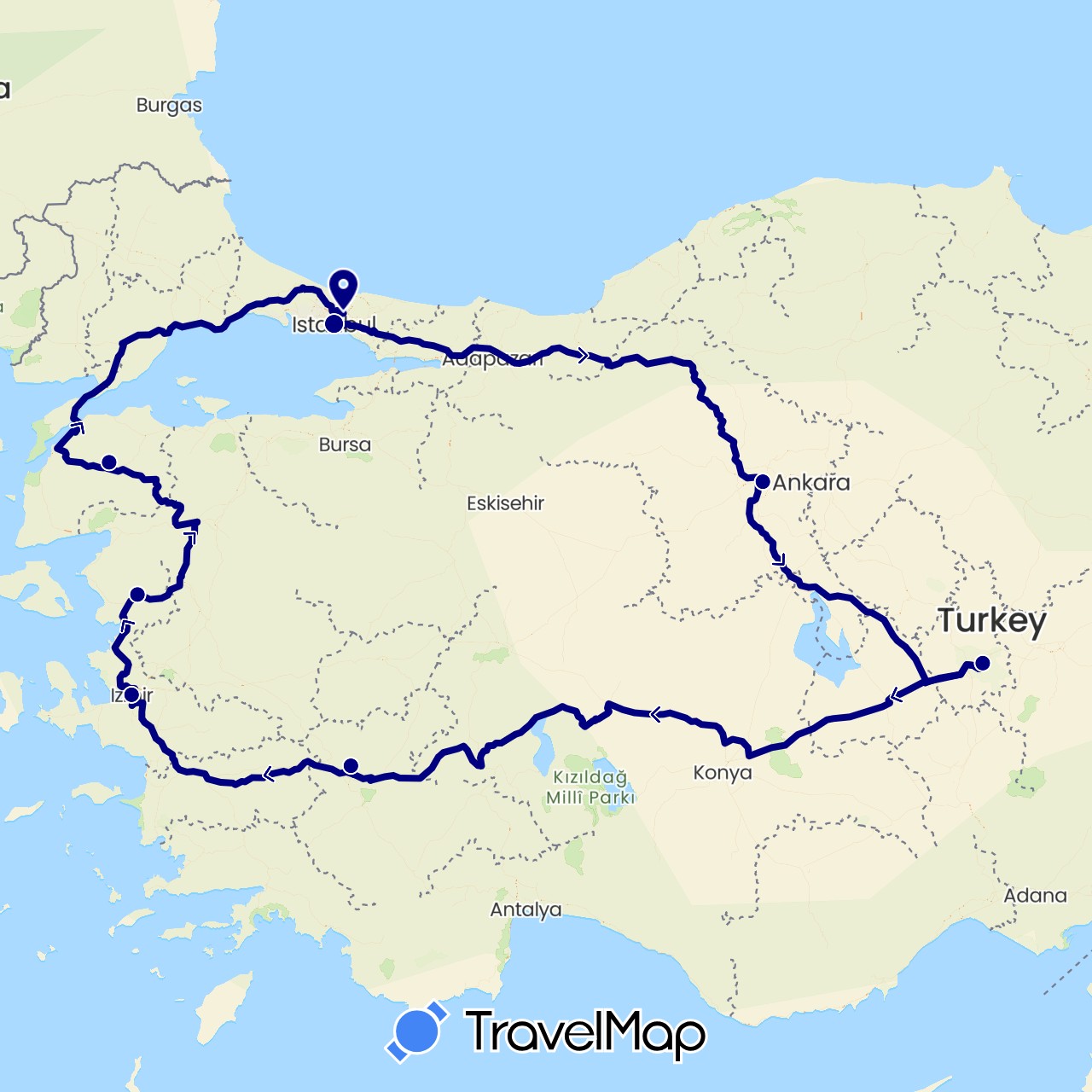 TravelMap itinerary: driving in Turkey (Asia)