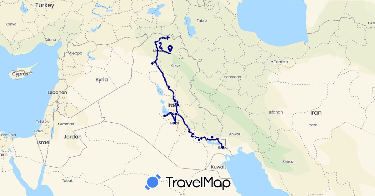 TravelMap itinerary: driving in Iraq (Asia)