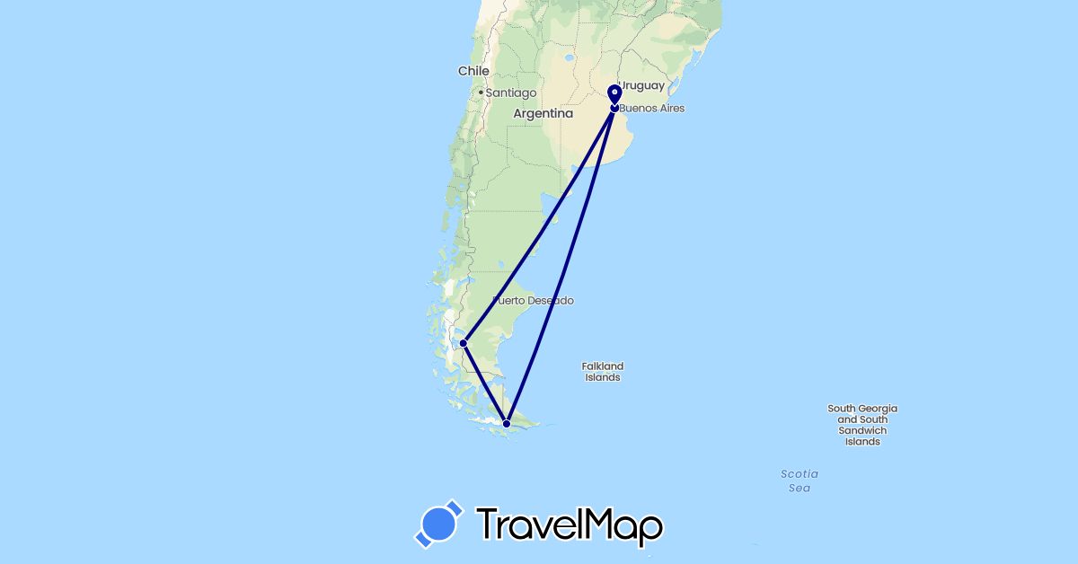 TravelMap itinerary: driving in Argentina (South America)