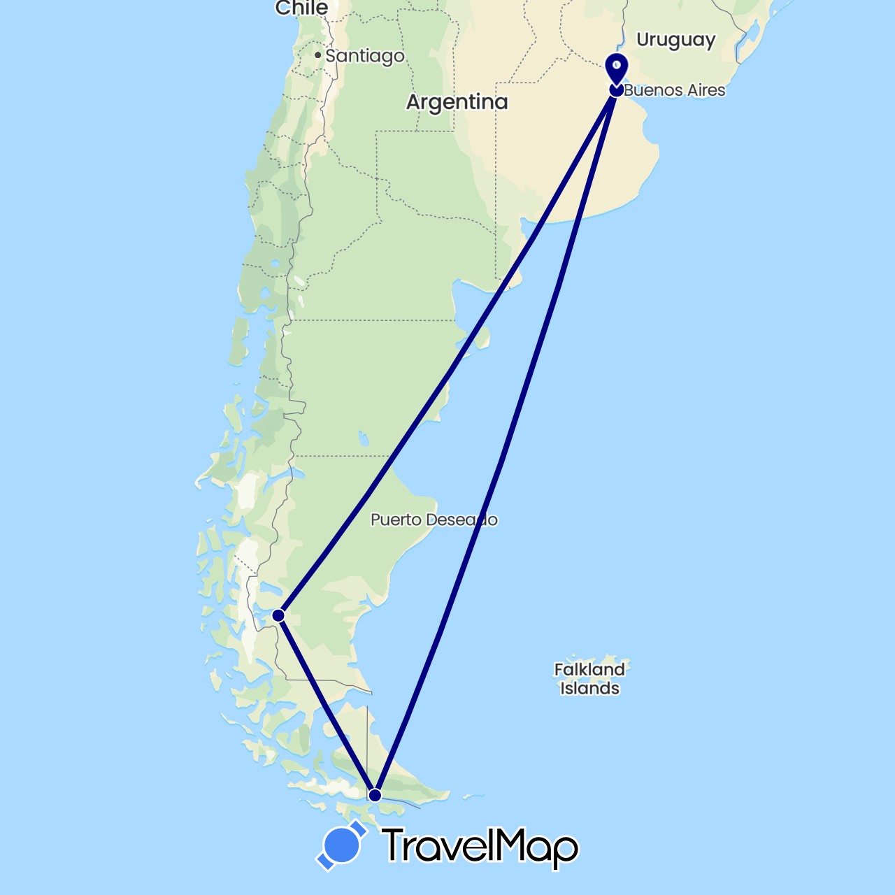 TravelMap itinerary: driving in Argentina (South America)