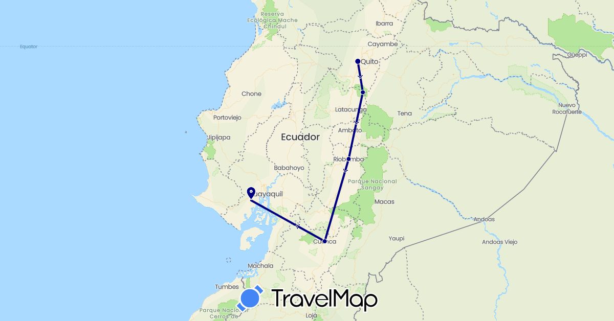 TravelMap itinerary: driving in Ecuador (South America)