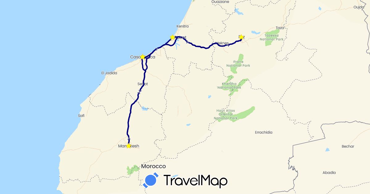 TravelMap itinerary: driving in Morocco (Africa)