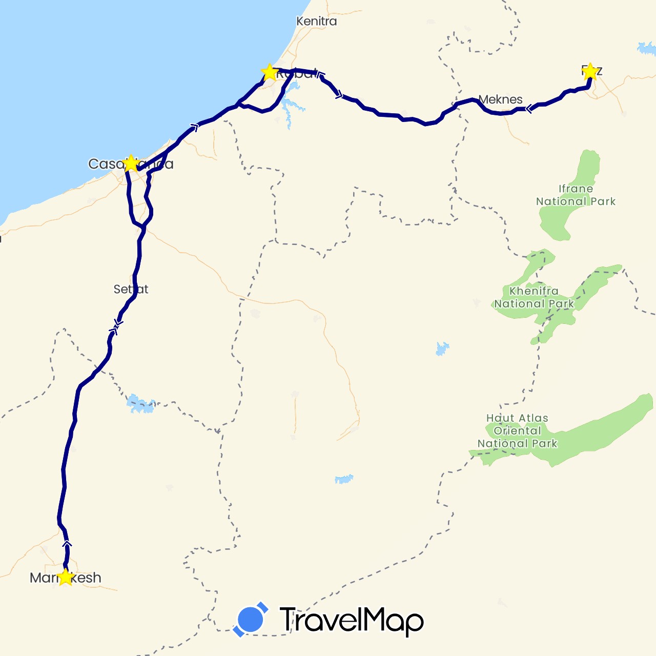TravelMap itinerary: driving in Morocco (Africa)