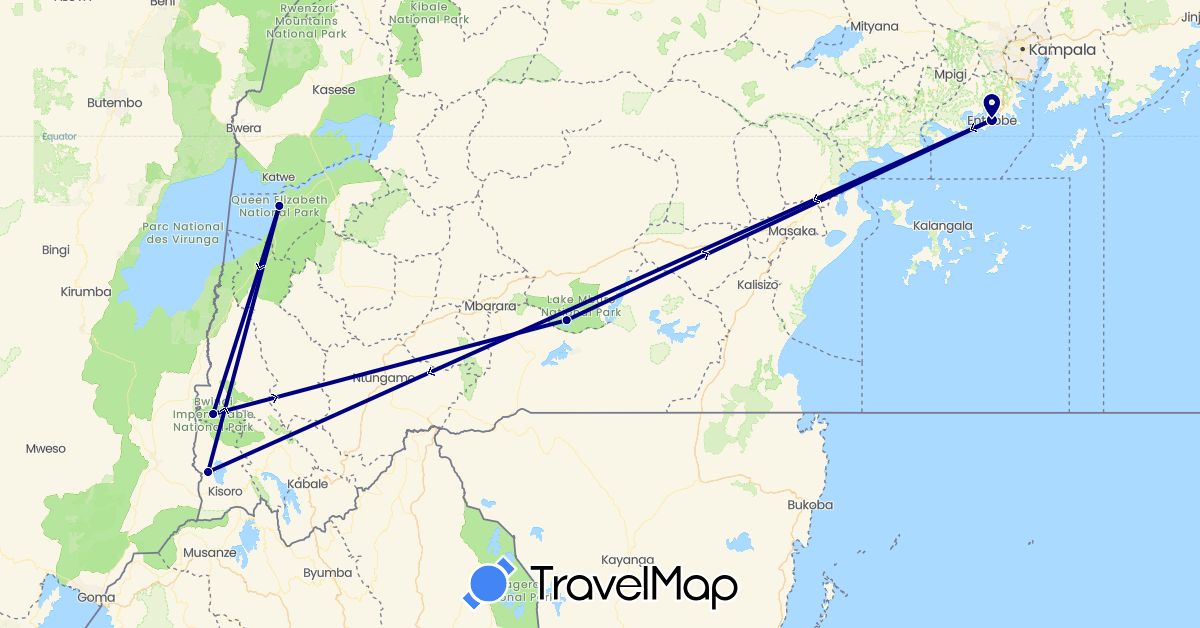 TravelMap itinerary: driving in Uganda (Africa)