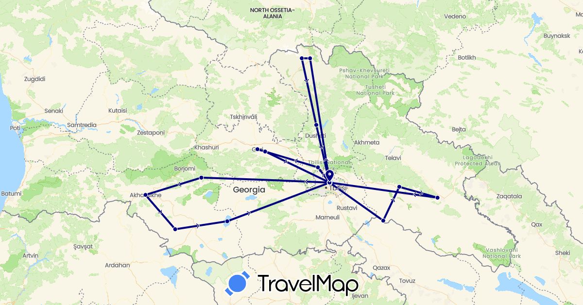 TravelMap itinerary: driving in Georgia (Asia)