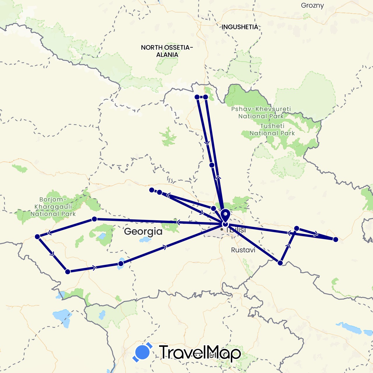 TravelMap itinerary: driving in Georgia (Asia)