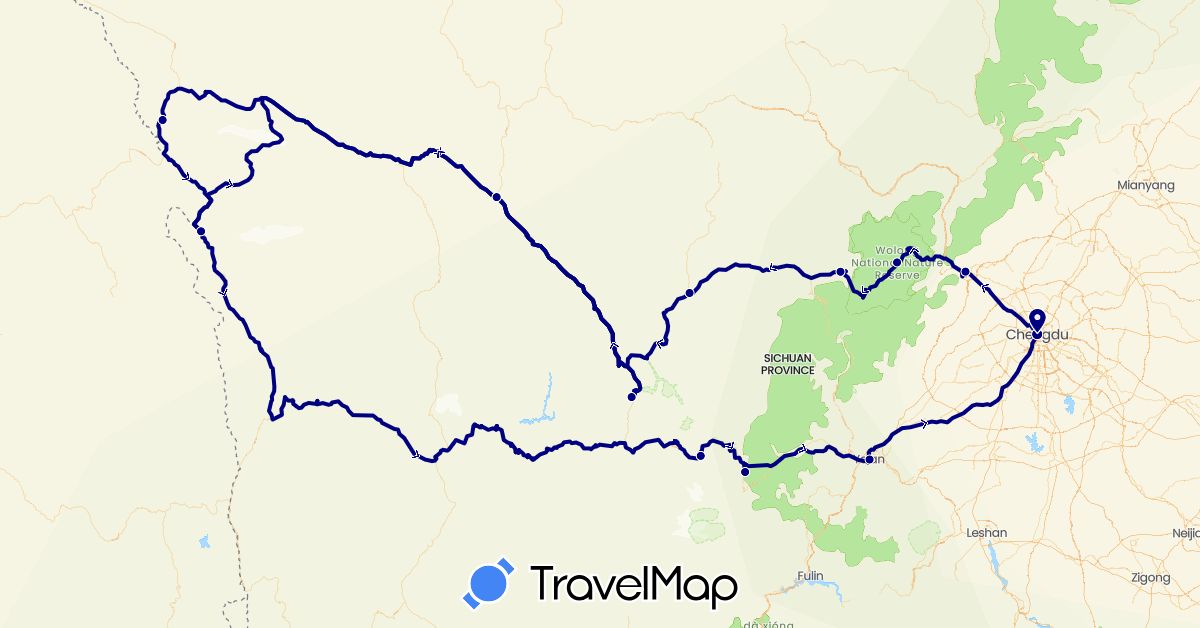 TravelMap itinerary: driving in China (Asia)