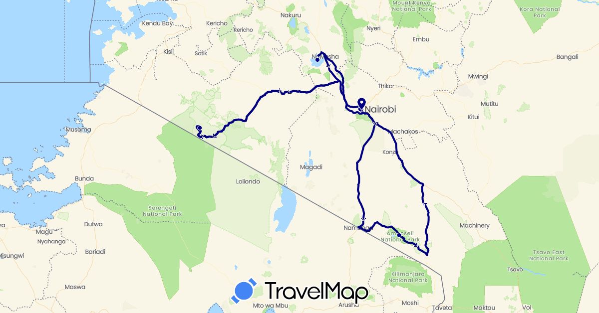 TravelMap itinerary: driving in Kenya (Africa)