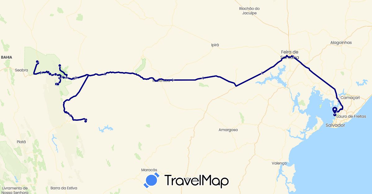 TravelMap itinerary: driving in Brazil (South America)