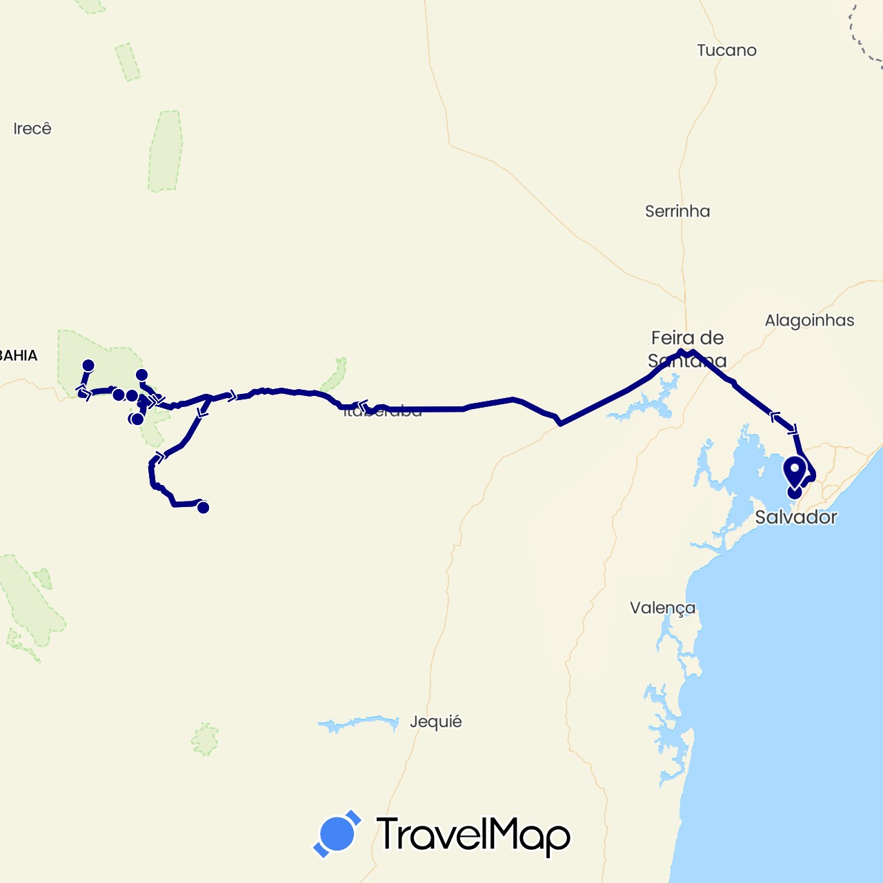 TravelMap itinerary: driving in Brazil (South America)