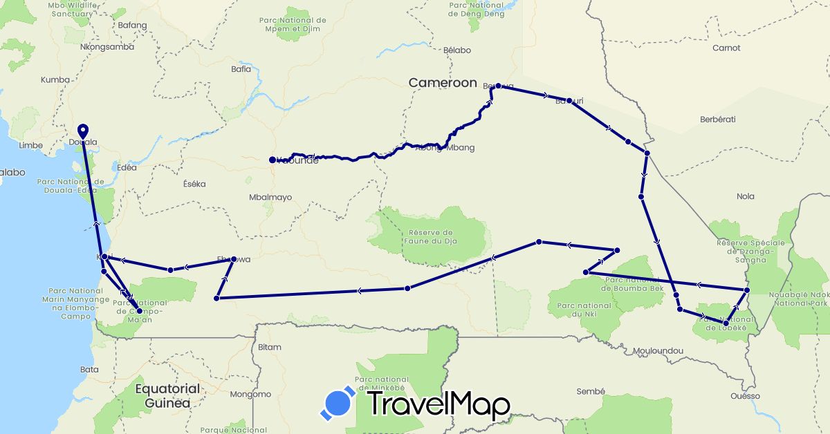 TravelMap itinerary: driving in Cameroon (Africa)