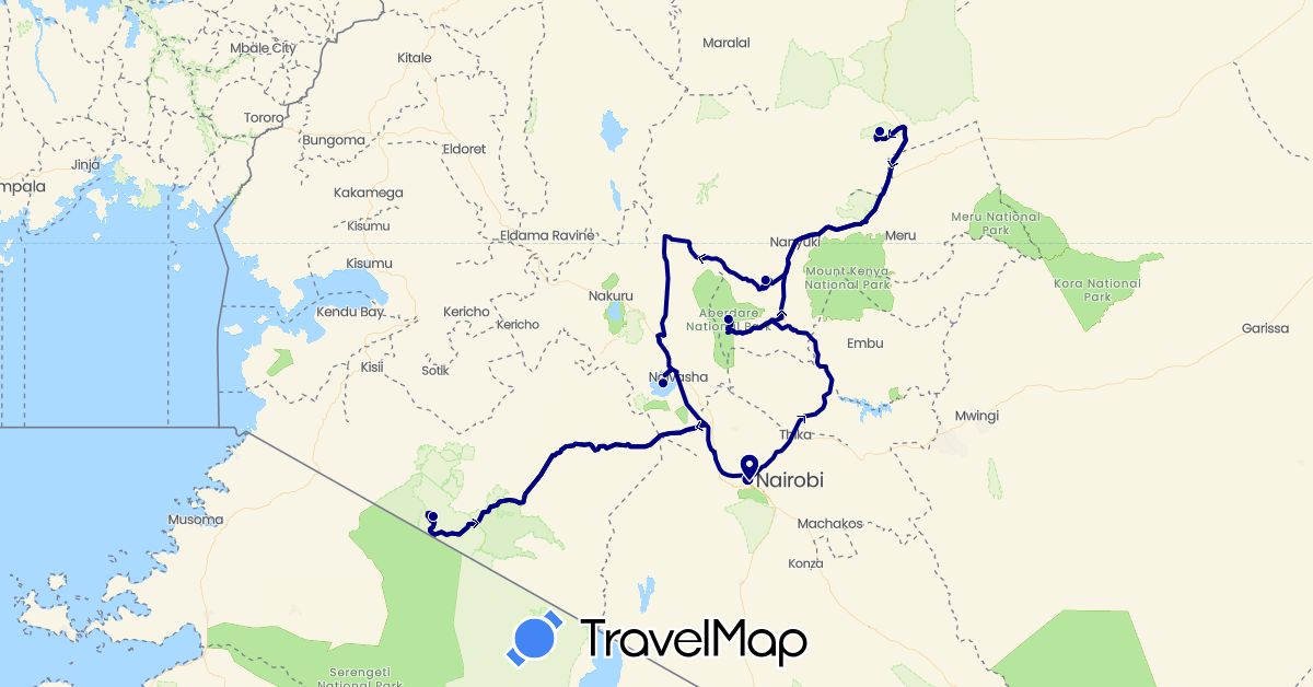 TravelMap itinerary: driving in Kenya (Africa)