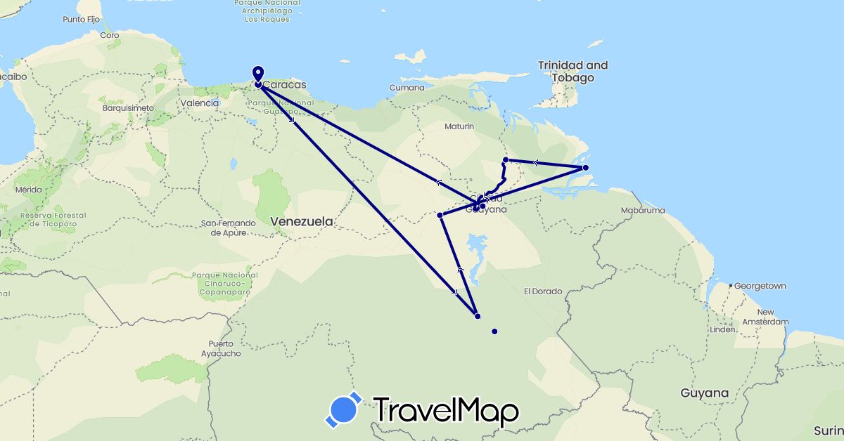 TravelMap itinerary: driving in Venezuela (South America)