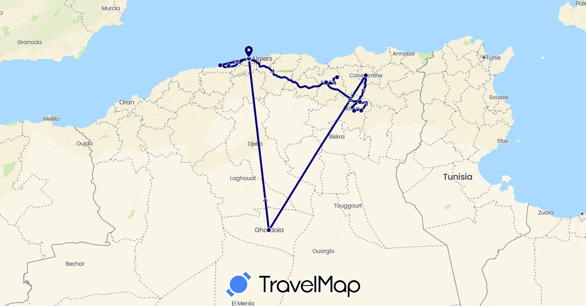 TravelMap itinerary: driving in Algeria (Africa)